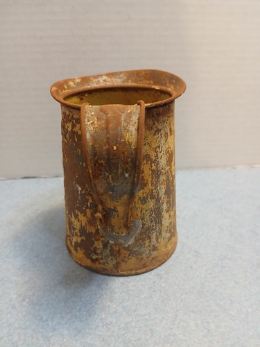 Ancien vase pichet vintage métal jaune savoureux 1 pt USA New Jersey New York City - Photo 5/9
