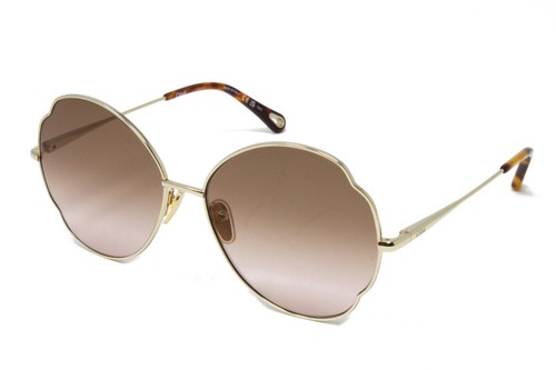 Chloe Sunglasses Women's Round Metal Gold 60mm Brown Gradient Lens CH0093S-001 - 第 1/4 張圖片