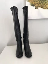 NEW STUART WEITZMAN BLACK LEATHER OVER THE KNEE BOOTS SIZE 4 1/2 W