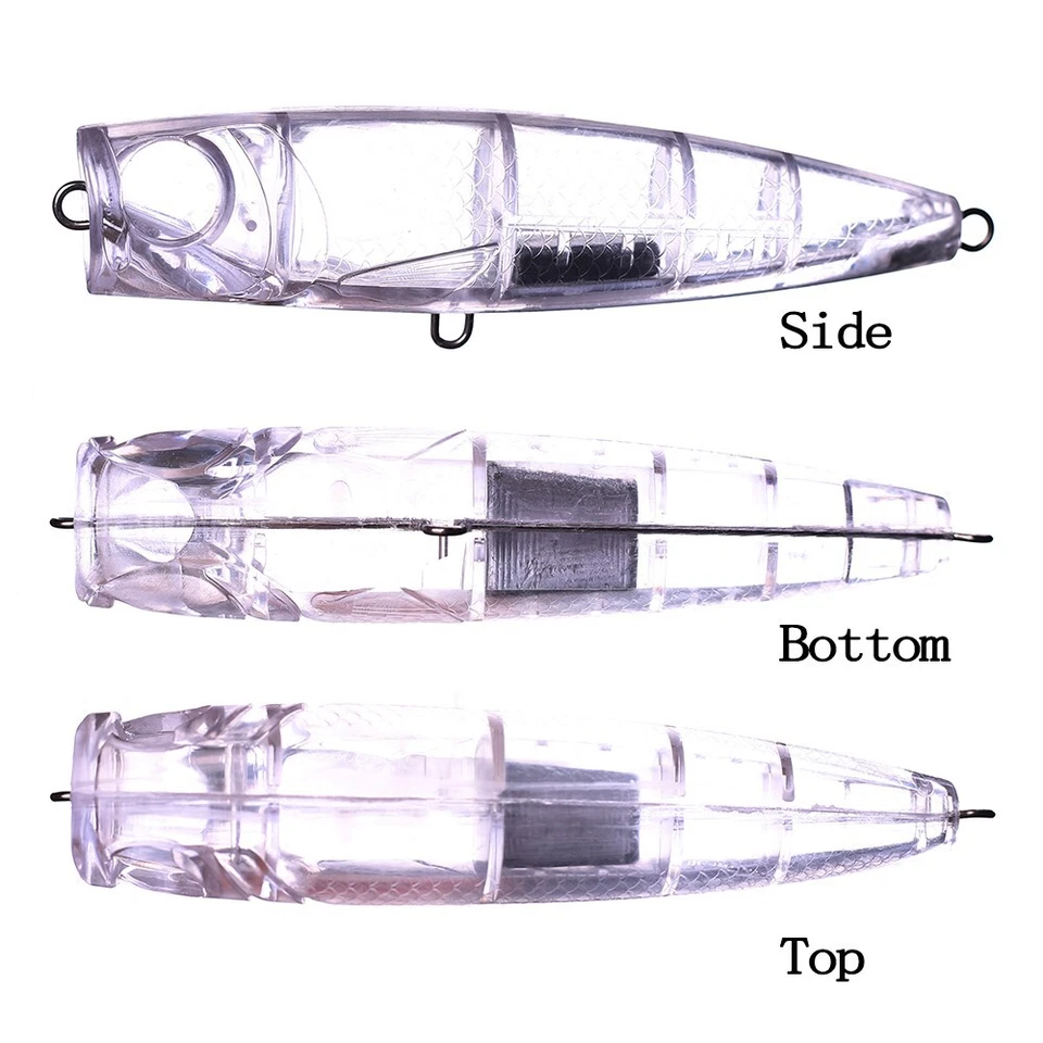 5 PIEZAS 13 cm 63,5 g alambre pasar popper cebo sin pintar modelo de señuelo de pesca en blanco Foto 3 de 4