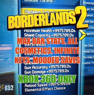Borderlands 2 Godmode BAR Stats Modded Saves XBOX 360 + X/S Backwards Compatible
