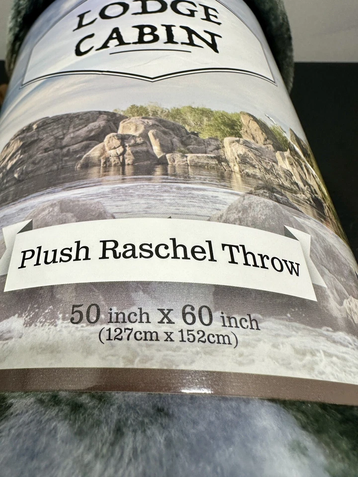 Plush Throw Blanket Lodge Cabin Wolves Raschel 50"x60" New 100% Polyester Soft - Image 2 of 4