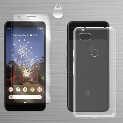 Ultra-Clear Wear-Resisting Screen Protector and TPU Case Fits Google Pixel 3a XL