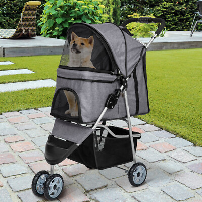Wheels Pet Stroller Dog Cat Lightweight Travel Stroller W/ Cup - Main Image