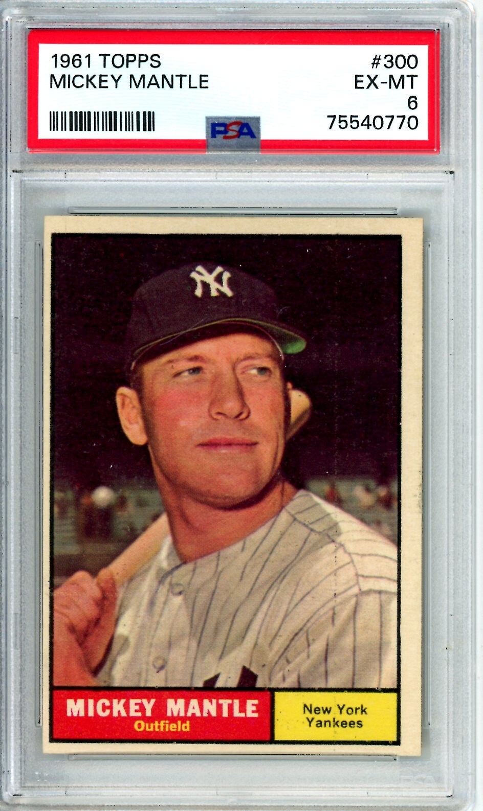 1961 Topps Mickey Mantle #300 PSA 6 Yankees 12487