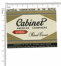 Vintage Wine Label Cabinet American Champagne Carte Blanche Sandusky OH 9235