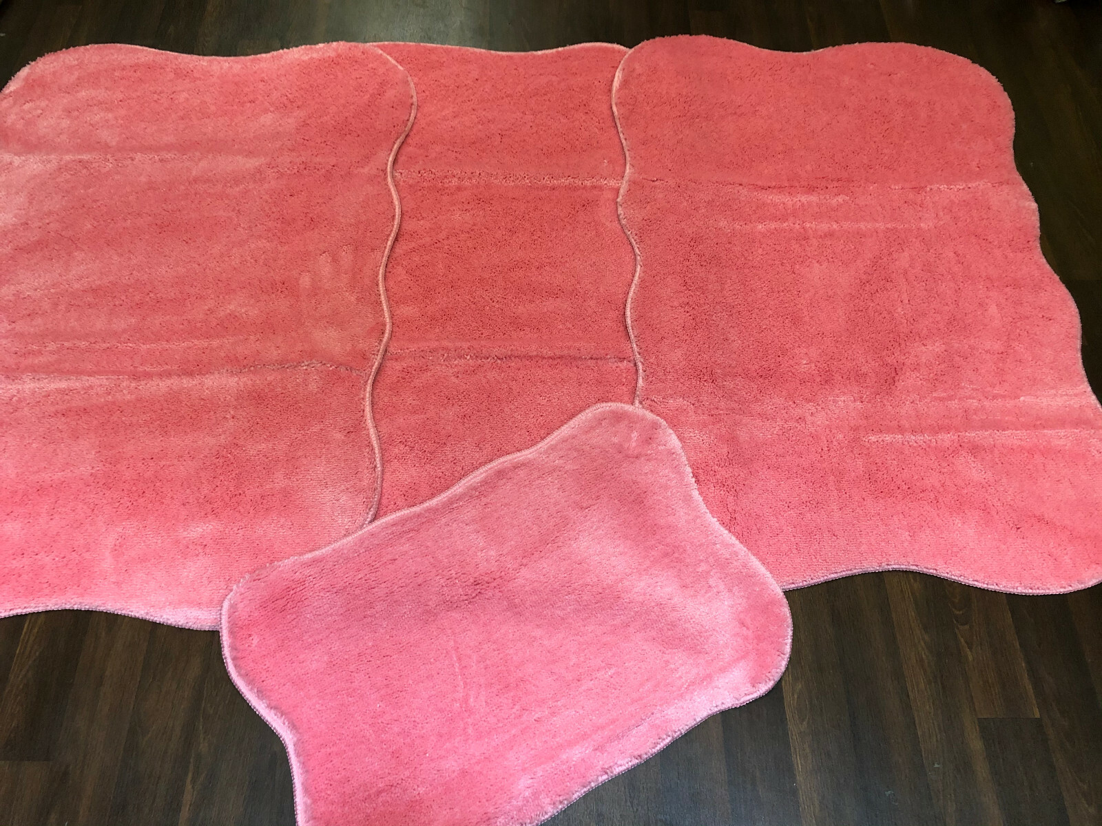 ROMANY WASHABLE GYPSY LUXURY MATS 4PC SET NON SLIP PINK RUGS 66X120CM