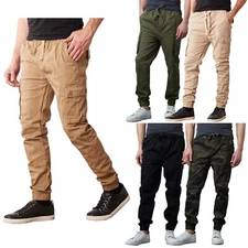 Mens Cargo Jogger Pants Sweatpants Cotton Twill Combat Stretch Active Trousers