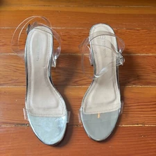 Chunky Heel Clear Translucent Sandals TOP Moda SIZE 7