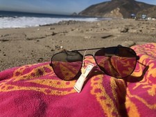 Vintage Sun Ban Sunglasses Mirror Pilot Metal NOS Aviator Sunnies Shades 80s