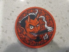 $5 Smoking Red Devil El Diablo Casino Chip + FREE Mystery Las Vegas Poker Chip
