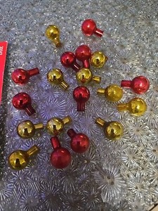 Vintage Lot 19 Glass Ball Christmas Ornament Red And Gold Small Feather Tree