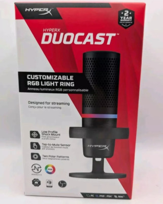 HyperX Duocast Omnidirectional USB Microphone RGB Light Black PC PS4 PS5 MAC New