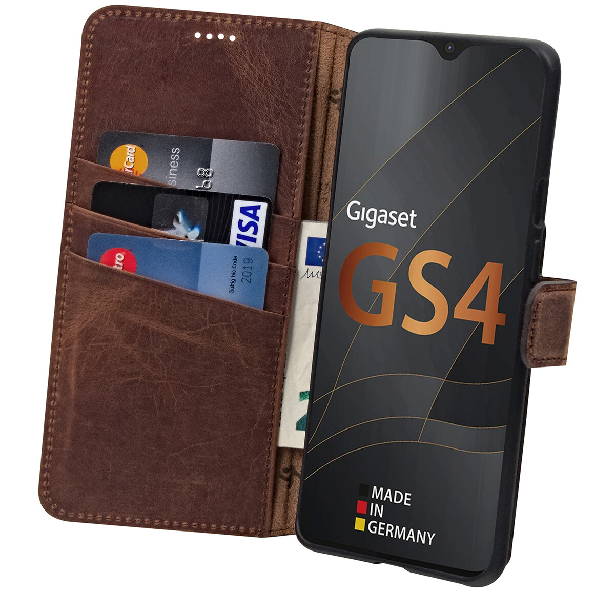 Suncase Book-Style Lederhülle Für Gigaset GS4 – Mit 3 Kartenfächern, Standfunktion & Magnetverschluss