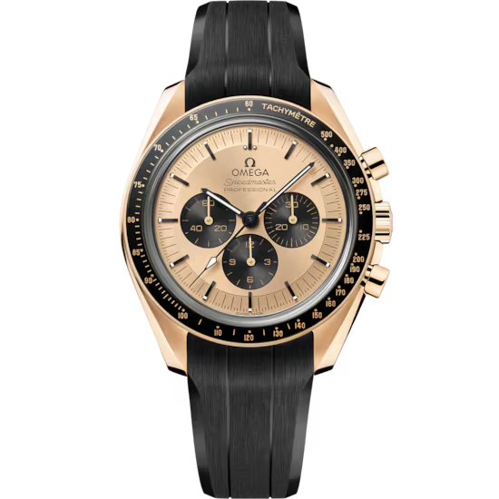 Omega Speedmaster Moonwatch Pro Gold 42mm Black Rubber Strap