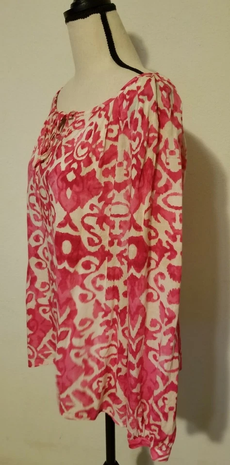 Blusa túnica multicolor manga larga Jones New York para mujer talla M corbata ojo de cerradura Foto 2 de 4