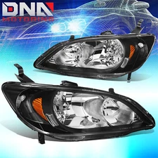FOR 04-05 HONDA CIVIC SEDAN COUPE BLACK HOUSING AMBER CORNER HEADLIGHT HEADLAMP