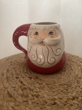 JOHANNA PARKER TRANSPAC WHIMSICAL LARGE SANTA CLAUS FACE CHRISTMAS MUG