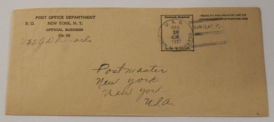 USS John D. Edwards (DD 216) March 18 1937 Manila Philippines penalty mail