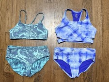 Athleta GIRL Floral Bikini 2 TOPS XL14 2 Bottoms XXL16 Swimsuit