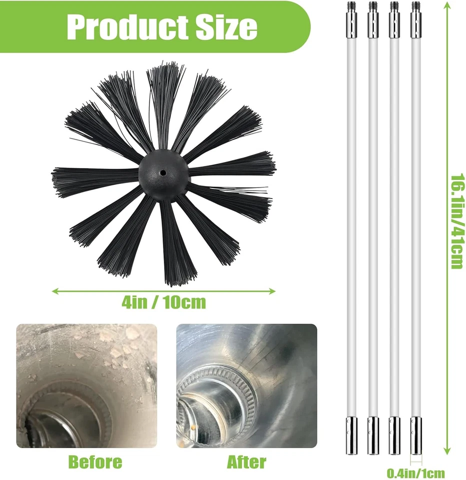 Set Di 24 Spazzole per La Pulizia Del Camino Con 18 Steli Flessibili in Nylon +2 - Immagine 3 di 4