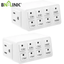 BN-LINK 2 Pack Indoor Countdown Timer with Repeat Function, Heavy Duty 15A/1875W