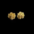 Vintage Miriam Haskell Gold Tone Filigree Ball Screw Back Clip On Earrings