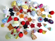 Dress It Up Buttons Mixed Lot of 59 -- Bears, Ice Cream Cones & More