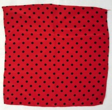 Vintage 10" Square, Soft Scarf, Pocket Square, Red Black Polka Dot Print SCF-10
