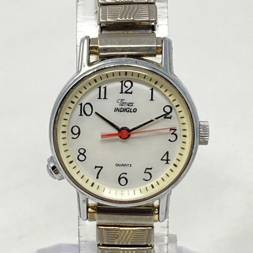 Vtg Timex Easy Reader Watch Women 24mm Silver Tone Indiglo New Battery 6.5" 1994