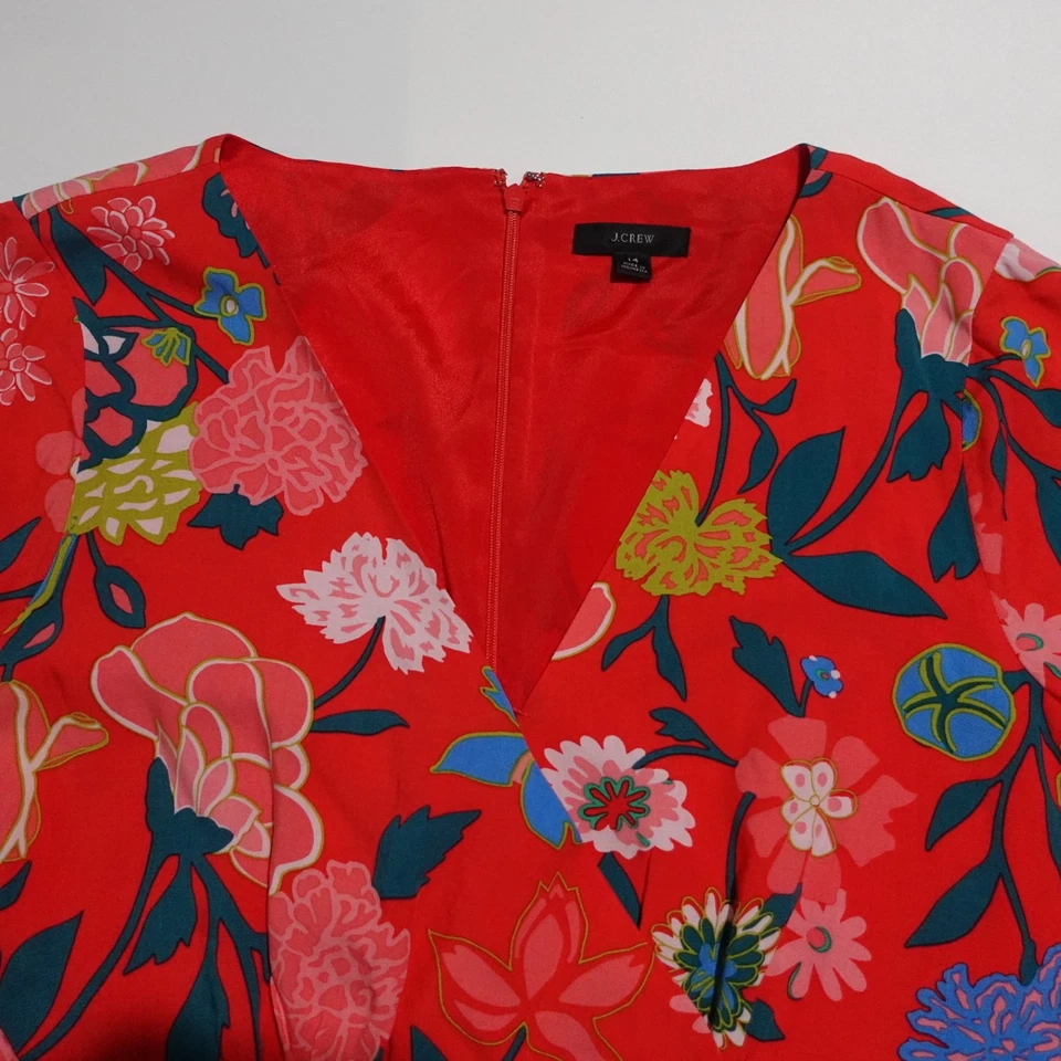 J. Mini Vestido Crew Rojo Floral Envolvente Talla 4 Manga Corta Amapola Foto 2 de 4