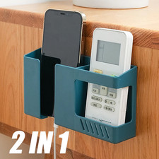 White Wall Mount Organizer Box   Remote Control  Phone Holder Storage Shelf