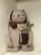 9" Handmade Primitive Spring Easter Bunny with Pocket and Rusty Bell