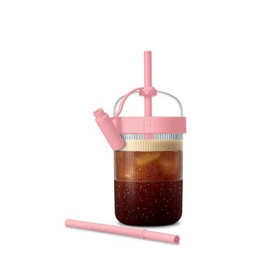 Nespresso x Dua Lipa Kaugummi Reisebecher 540 ml rosa kalt Tasse Strohhalm