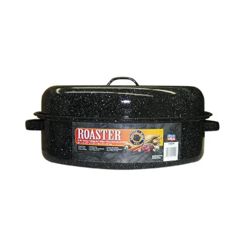 Cinsa 319792 Roaster, With Lid, Black Ceramic/Steel, 15-18 Lb. Capacity -