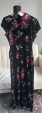 Jumping Joy Women’s Long Black And Floral Dress Size Large Made In USA