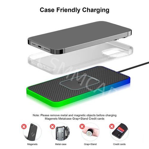 Car Wireless Fast Charging Phone Pad Charger Mat Non-Slip Interior Accessories - Photo 8 sur 12