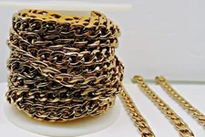 Gold Stainless Steel Cuban Curb CHAIN Hefty  7mm x 10mm Links ~ Smooth  Links
