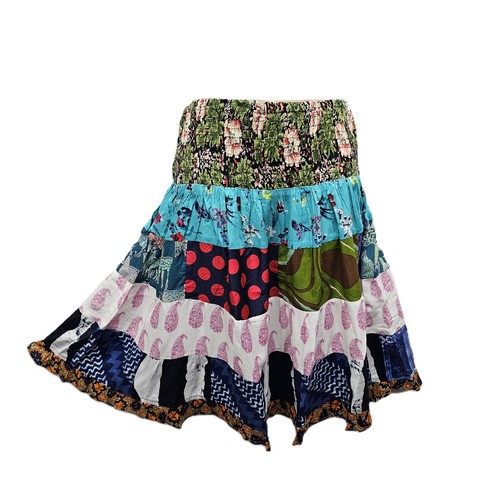 Patchwork Short Skirt Multicoloured Beach Holiday Festival One Size 8 10 12 14 - Picture 4 of 4