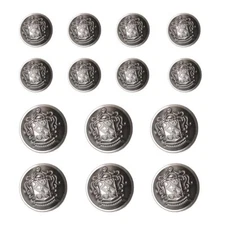 14 PCS Antique Silver Metal Blazer Buttons Set 23mm 18mm for Blazers Suits Sp...