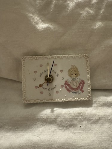 VINTAGE "1995" Precious Moments Mini Desk Clock. Take A Moment To Touch A Heart