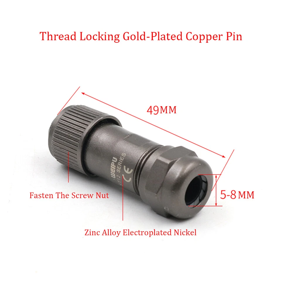 WEIPU ST12 Waterproof Aviation Cable Connector 2Pin~9Pin Male/Female Plug Socket - Image 4 of 4