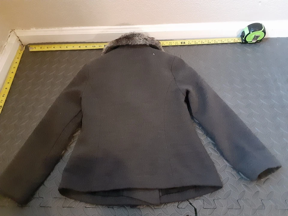 Jaqueta George Peacoat cinza mistura de poliéster tamanho feminino pequeno (6-6X) #S159 - Imagem 3 de 3