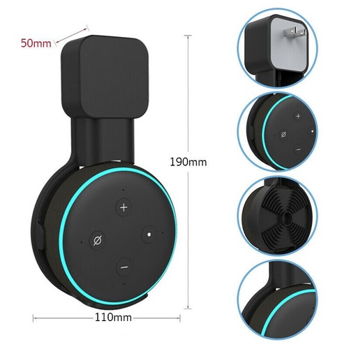 Wandhalterung für Amazon Echo Dot 3. Generation Halterung Steckdose Schwarz Weiß - Afbeelding 2 van 11