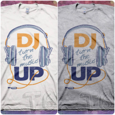 T-Shirt Maglietta DJ Music UP Cuffie Disco Radio Deejay Dance Uomo
