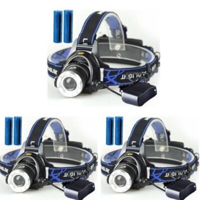 3 Pack Super Bright 3-Modes  LED Headlamp Rechargeable Headlight Work Light US