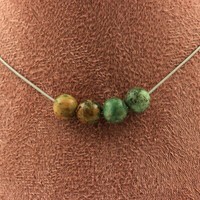 Steine Und MinéRaux. Halskette 4 Perlen TüRkis Aus Peru 8 MM Kette Stahl I