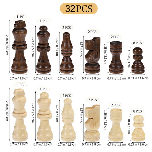 Wooden Chess Pieces and Checkers International Set Game Pawns Interactive Toys - Picture 12 of 12