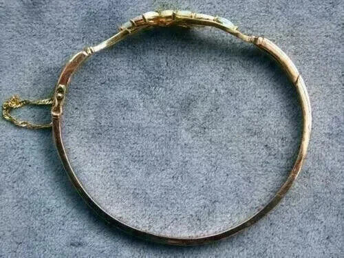 Brazalete brazalete para mujer enchapado en oro amarillo de 14 quilates de ópalo de corte marquesa de 5 quilates Foto 2 de 4