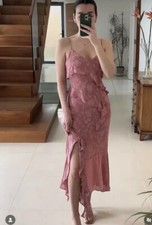 NWT_ZARA WOMAN SS23 MARSALA JACQUARD DRESS WITH RUFFLES 3377/893 SIZE M